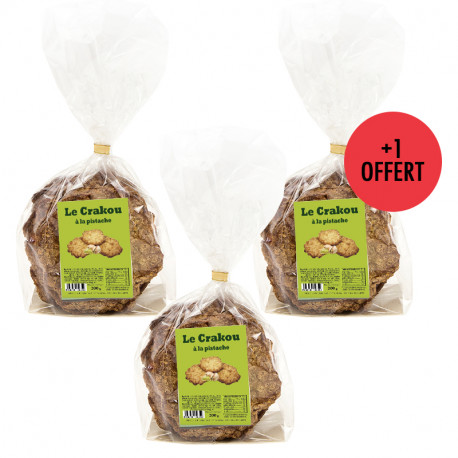 2 sachets de crakou pistache achetés, le 3ème OFFERT